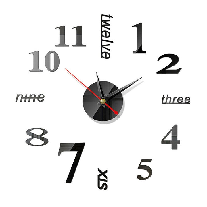 DIY 3D Mirror Wall Clock – Living Room Home Office Decor