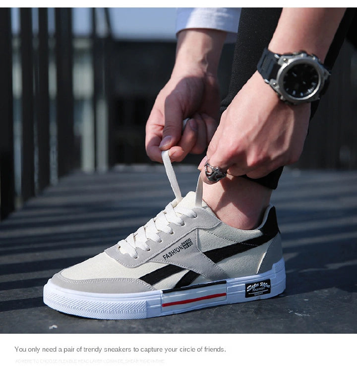 New men's shoes Breathable canvas shoes board shoes casual shoes student men's shoes Sneakers white shoes