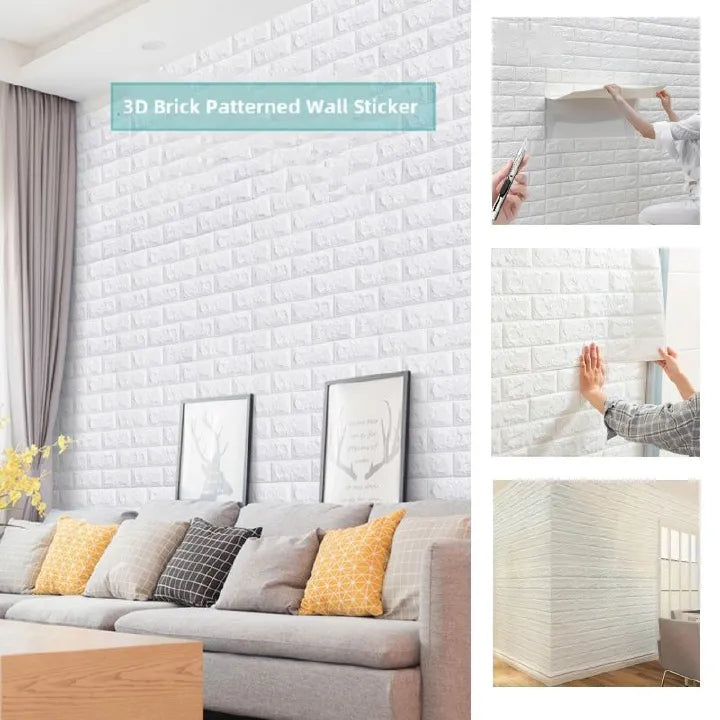 20PCS 3D Foam Wall Panels – Self Adhesive Brick Wallpaper