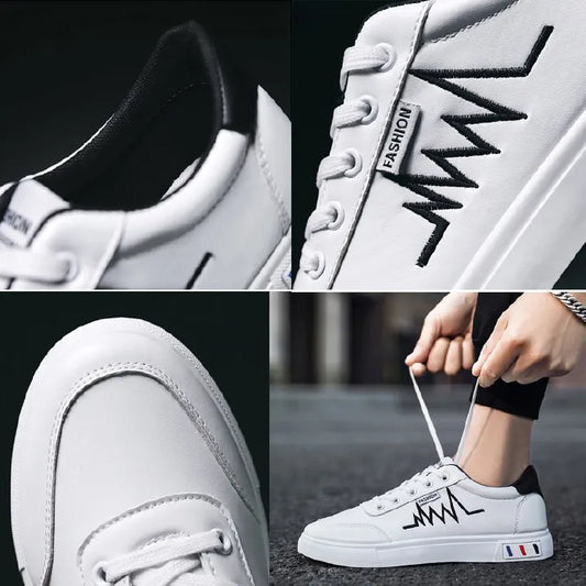 New arrival Leather Sneakers Sports shoes Men's Shoes Rubber shoes Skate shoes Walking shoes Versatile casual sneakers white#2