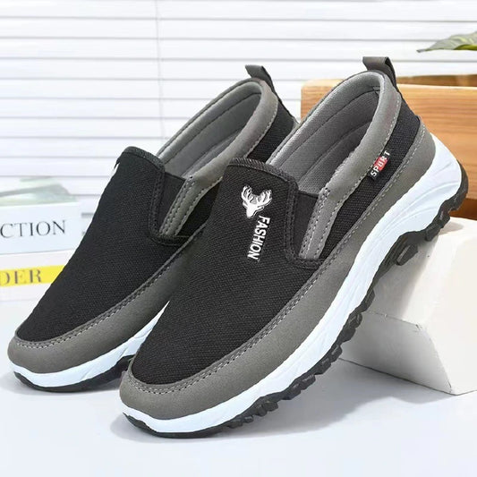 Freyr Men's fashion loafers shoes comfortable driving shoes boy's non-slip cloth shoes sports shoes students flats athletic shoes breathable cloth shoes walking black shoes