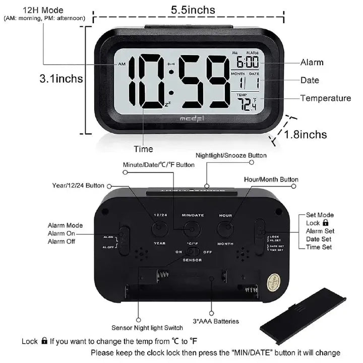 Digital Smart Alarm Clock – Table Clock with Calendar