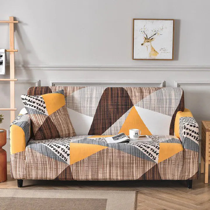 Stretch Plaid Sofa Slipcover – Elastic Geometric Couch Cover