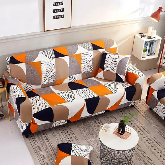 Stretch Plaid Sofa Slipcover – Elastic Geometric Couch Cover