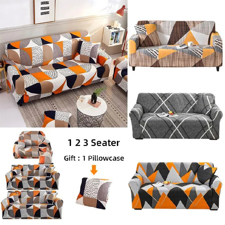 Stretch Plaid Sofa Slipcover – Elastic Geometric Couch Cover