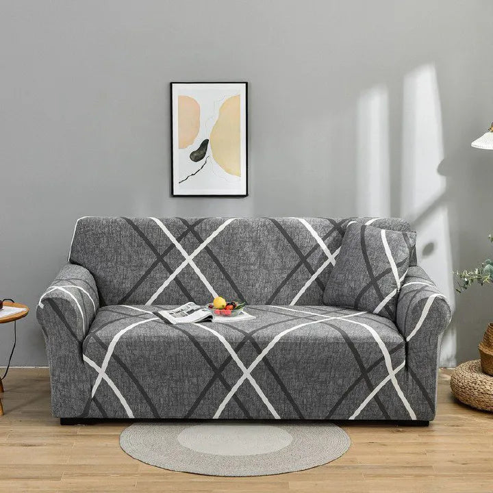 Stretch Plaid Sofa Slipcover – Elastic Geometric Couch Cover
