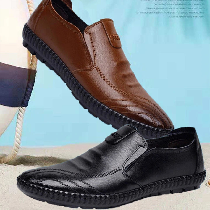 PU Business Men's Shoes Fashion Mens Casual Loafers Driving Shoes Men Party Slip-Ons Brown