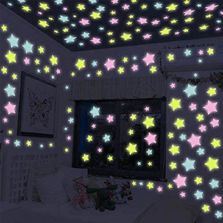 100PCS Luminous Glow Stars Wall Stickers – Kids Bedroom Home Decor