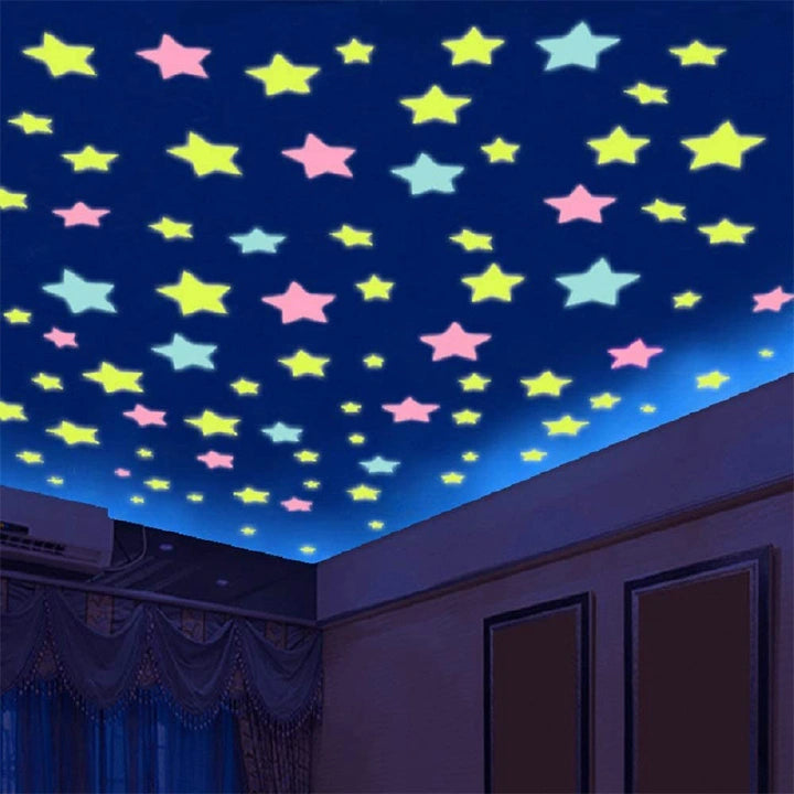 100PCS Luminous Glow Stars Wall Stickers – Kids Bedroom Home Decor