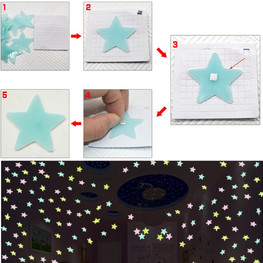 100PCS Glow in the Dark Stars Wall Stickers – Fluorescent Decals
