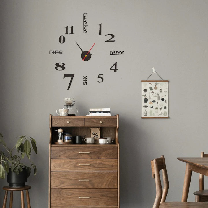 DIY 3D Mirror Wall Clock – Living Room Home Office Decor