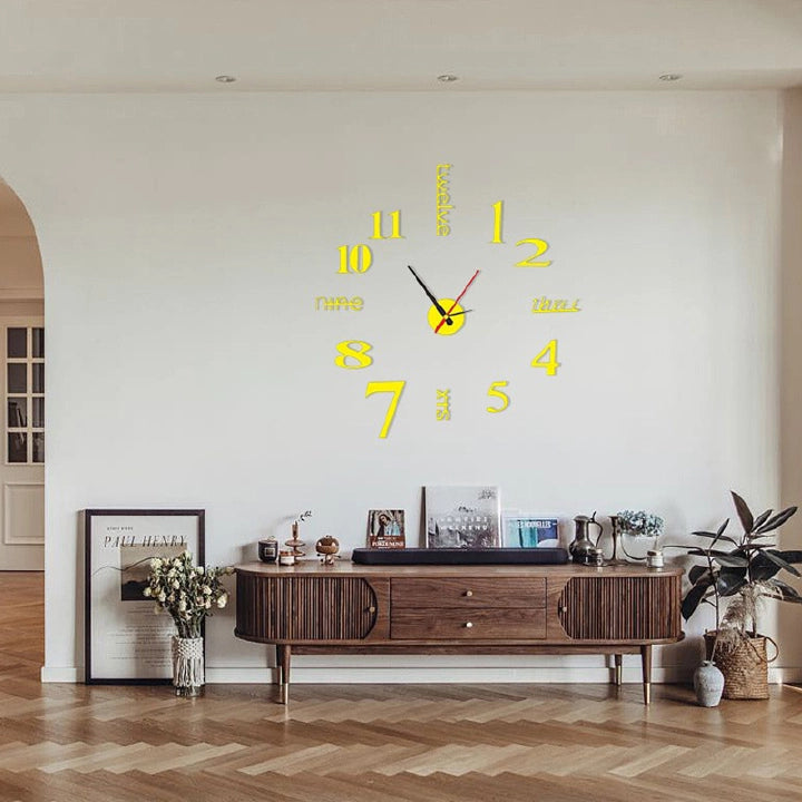DIY 3D Mirror Wall Clock – Living Room Home Office Decor