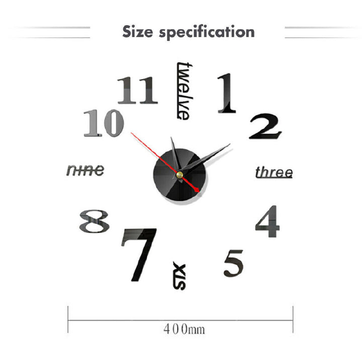 DIY 3D Mirror Wall Clock – Living Room Home Office Decor