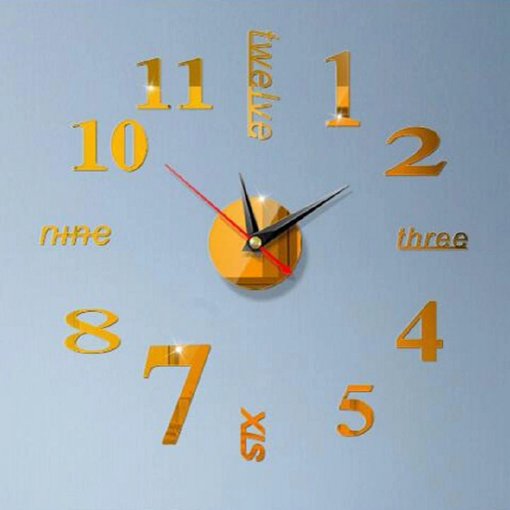 DIY 3D Mirror Wall Clock – Living Room Home Office Decor