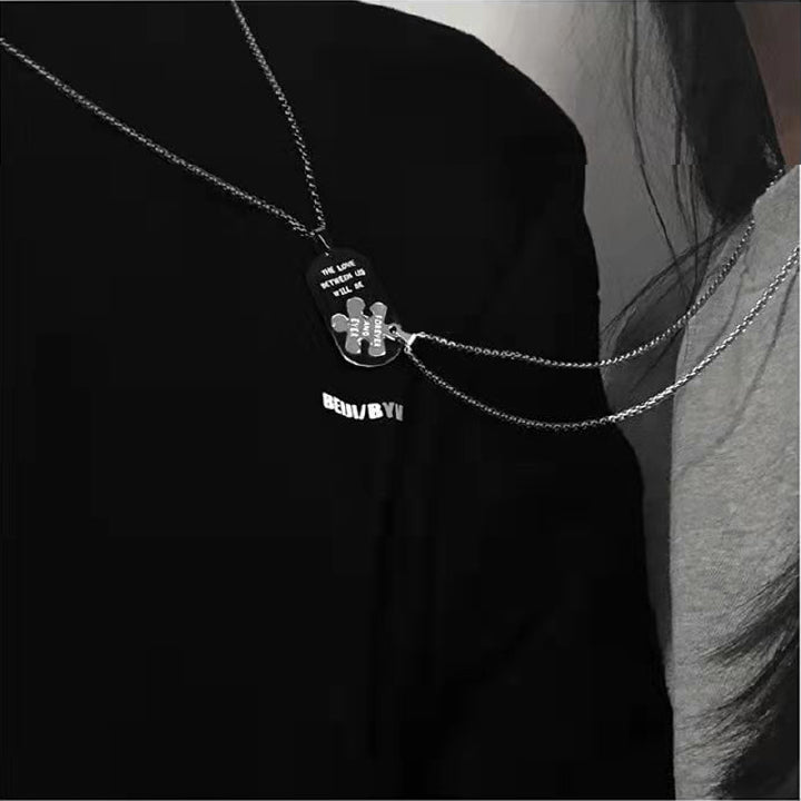 Geometric Couple Pendant Necklace Set – Stainless Steel (2pcs)