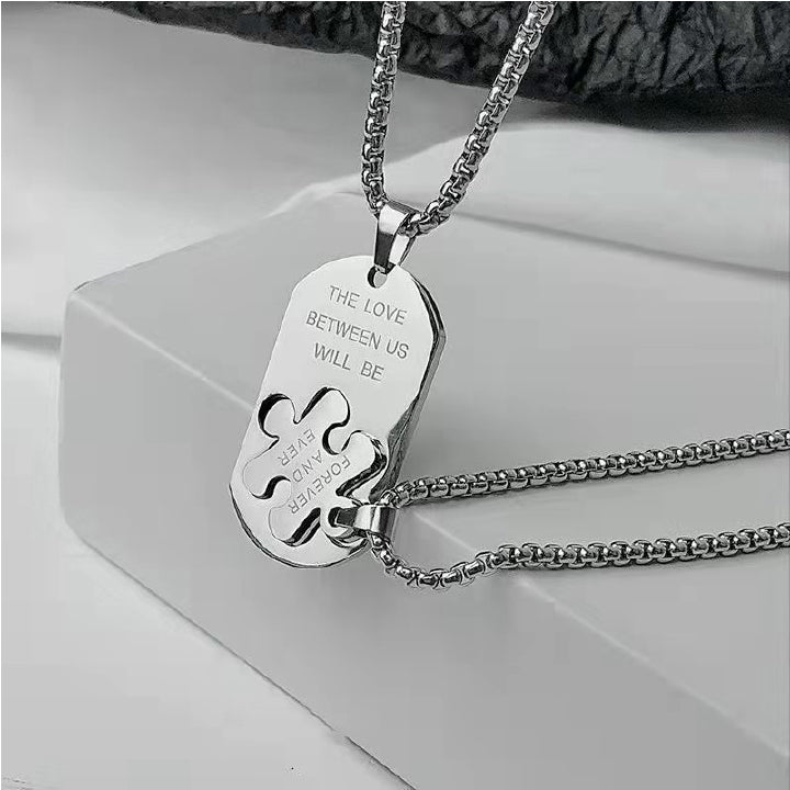 Geometric Couple Pendant Necklace Set – Stainless Steel (2pcs)
