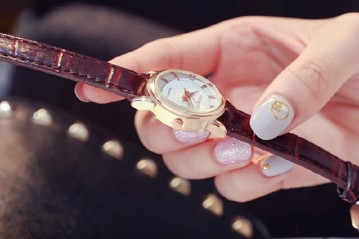 Couple Quartz Watches – Leather Strap (Brown) 2pcs