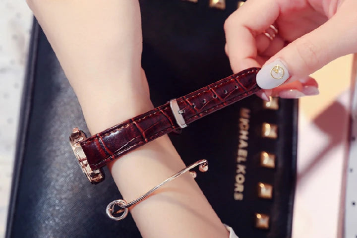 Couple Quartz Watches – Leather Strap (Brown) 2pcs