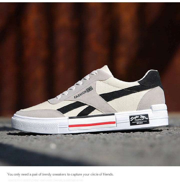 New men's shoes Breathable canvas shoes board shoes casual shoes student men's shoes Sneakers white shoes