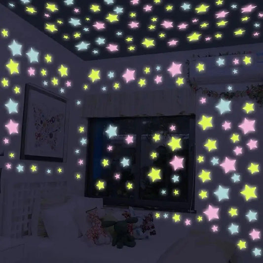100PCS Glow in the Dark Stars Wall Stickers – Fluorescent Decals