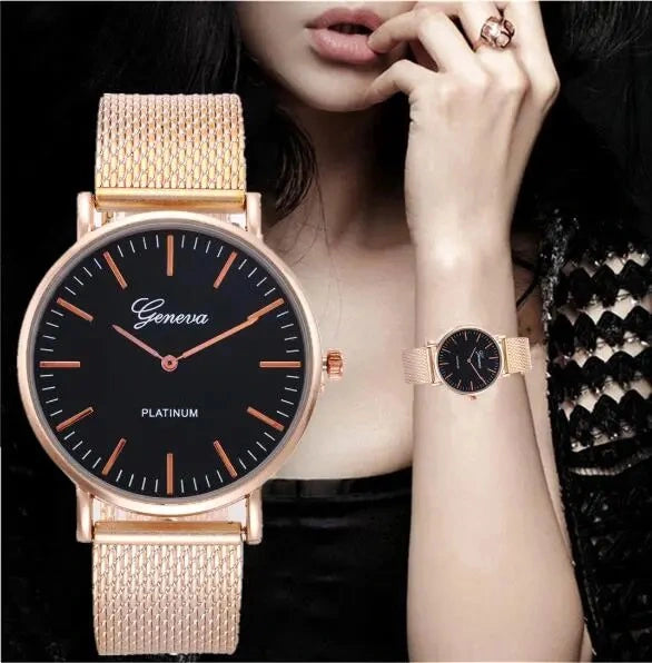Geneva Women’s Retro Stainless Watch – Quartz Wristwatch