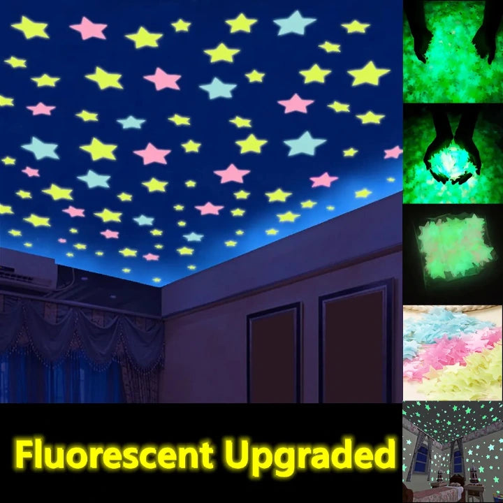 100PCS Glow in the Dark Stars Wall Stickers – Fluorescent Decals
