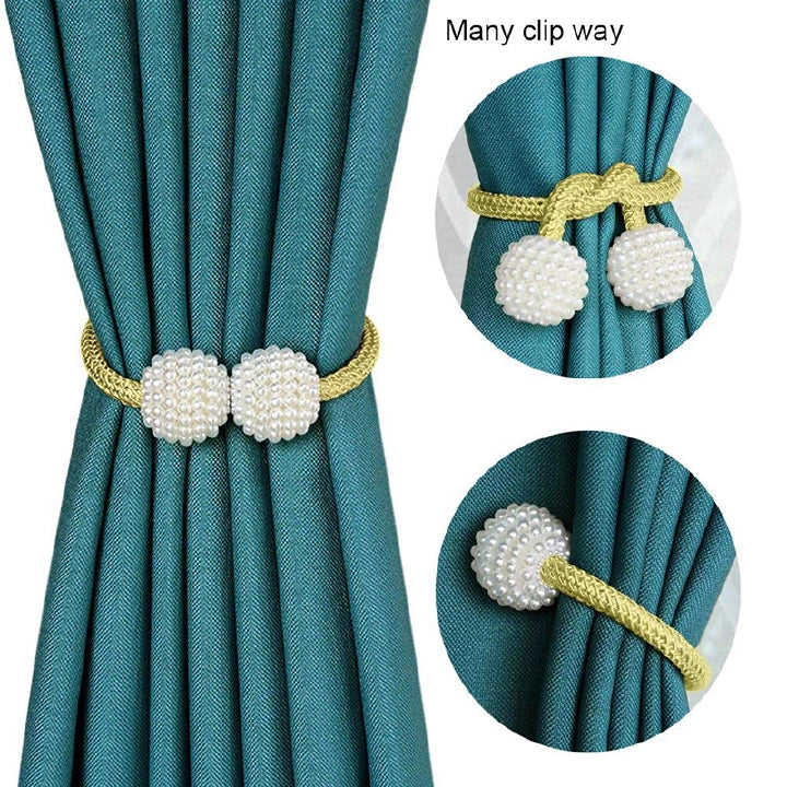 Magnetic Curtain Tiebacks – Pearl Curtain Holdbacks (Pair)