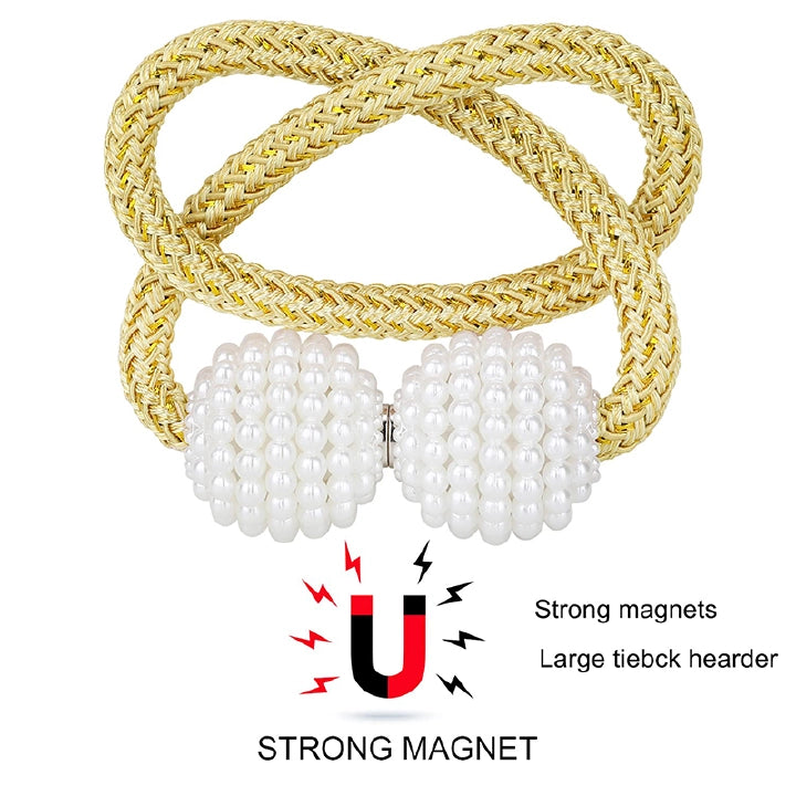 Magnetic Curtain Tiebacks – Pearl Curtain Holdbacks (Pair)
