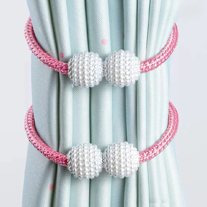 Magnetic Curtain Tiebacks – Pearl Curtain Holdbacks (Pair)