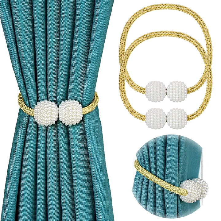 Magnetic Curtain Tiebacks – Pearl Curtain Holdbacks (Pair)