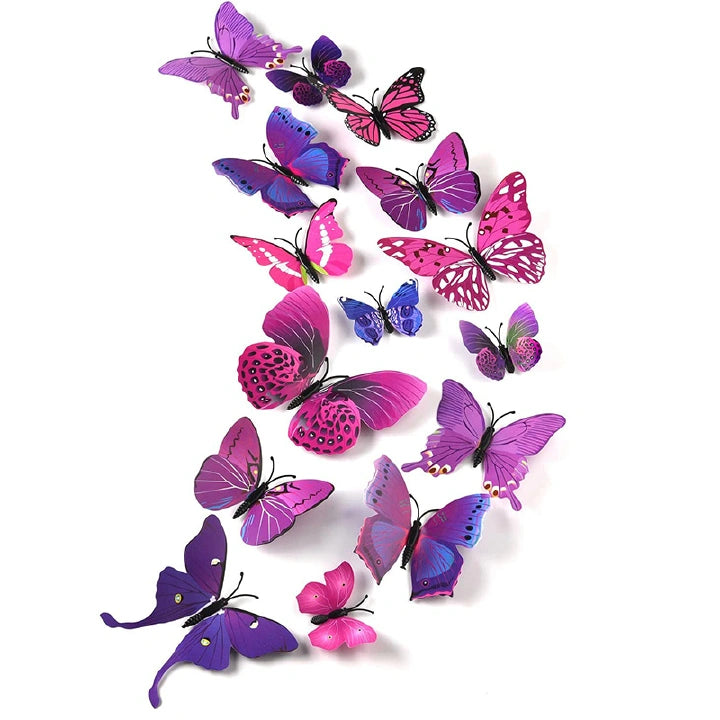 12PCS 3D Butterfly Rainbow Wall Stickers – PVC Decals