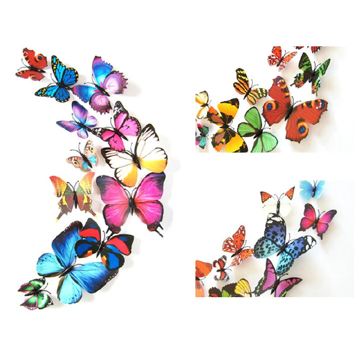 12PCS 3D Butterfly Rainbow Wall Stickers – PVC Decals