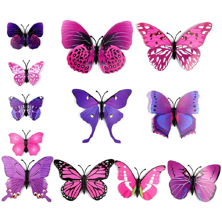 12PCS 3D Butterfly Rainbow Wall Stickers – PVC Decals