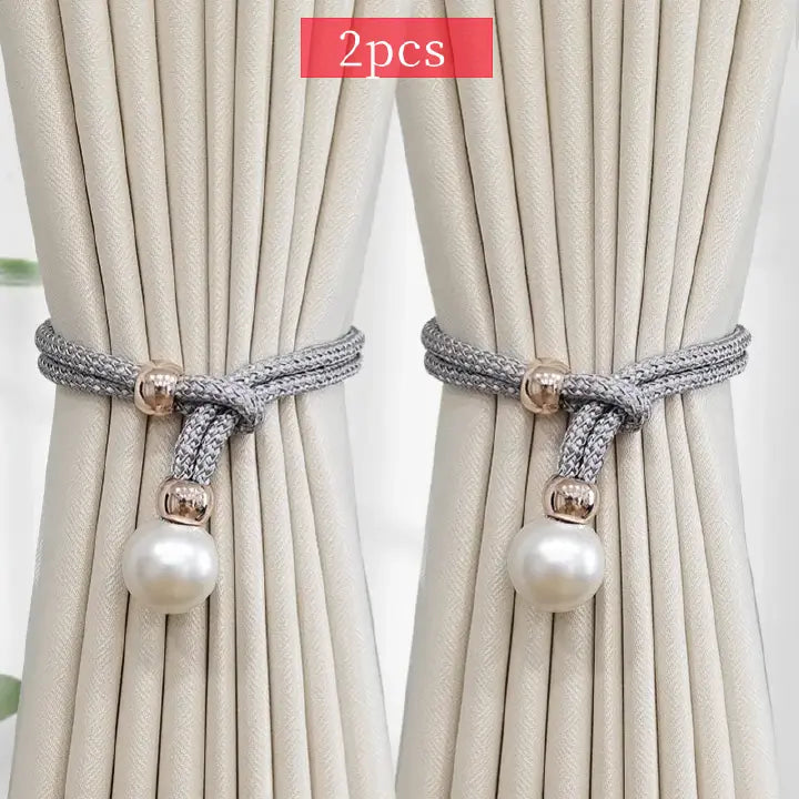 2PCS French Curtain Tiebacks – Faux Pearl Decorative Holdbacks