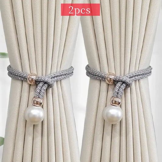2PCS French Curtain Tiebacks – Faux Pearl Decorative Holdbacks