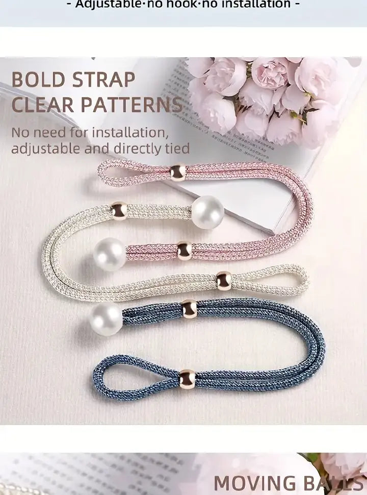 2PCS French Curtain Tiebacks – Faux Pearl Decorative Holdbacks