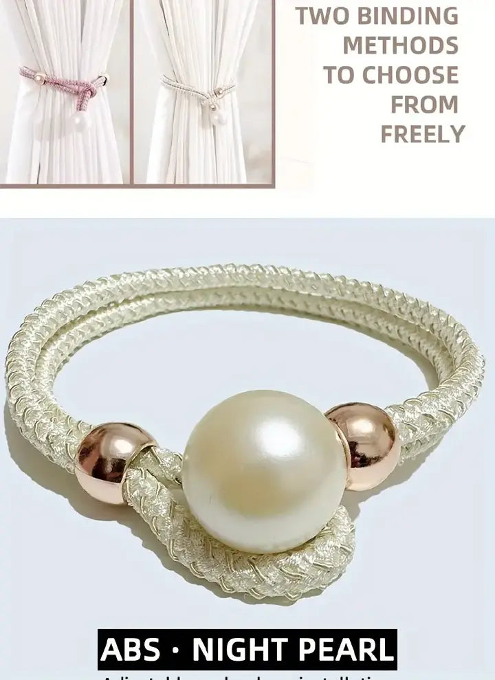 2PCS French Curtain Tiebacks – Faux Pearl Decorative Holdbacks