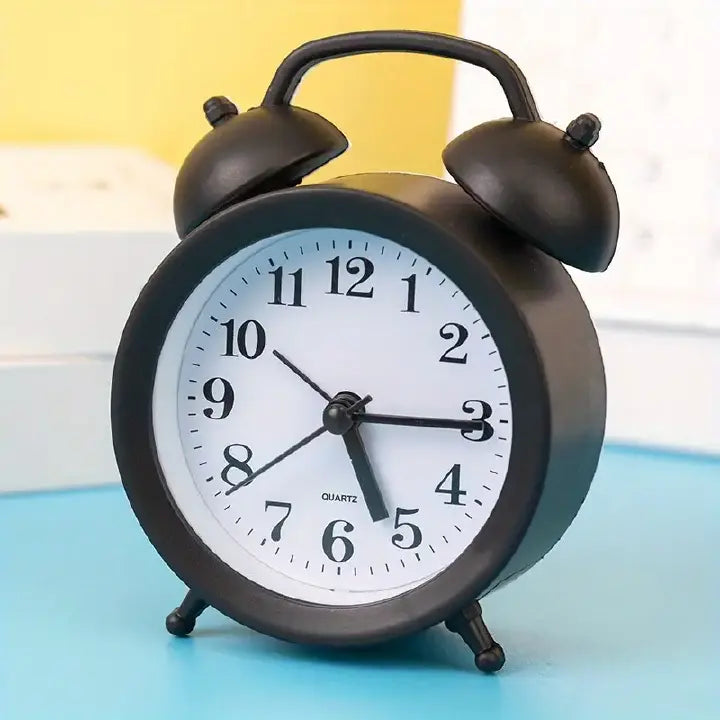 Quartz Alarm Clock – Double Bell Desk/Table Clock (Analog)
