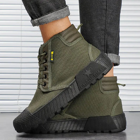 SXCHEN Men Shoes Boots Ankle Bootie New Jiefang Shoes, High-Top Canvas Shoes, Construction Site Work Shoes, Farmland Labor Protection Shoes, Breathable Rubber Shoes, Boots