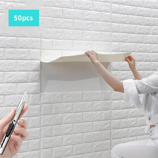 20PCS 3D Foam Wall Panels – Self Adhesive Brick Wallpaper