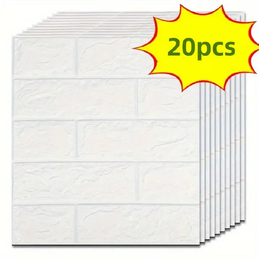 20PCS 3D Foam Wall Panels – Self Adhesive Brick Wallpaper