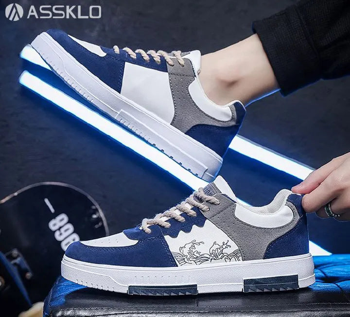ASSKLO Large Size 40-46 sneakers Men's Shoes Breathable Little White Shoes Fashion Versatile Thick Sole Sports and Casual Board Shoes Flat shoes