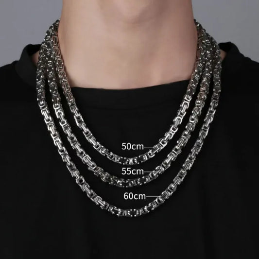 Byzantine Chunky Chain Necklace – Stainless Steel Hip Hop Chain