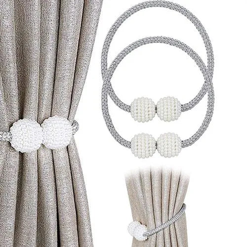 Magnetic Curtain Tiebacks – Pearl Curtain Holdbacks (Pair)