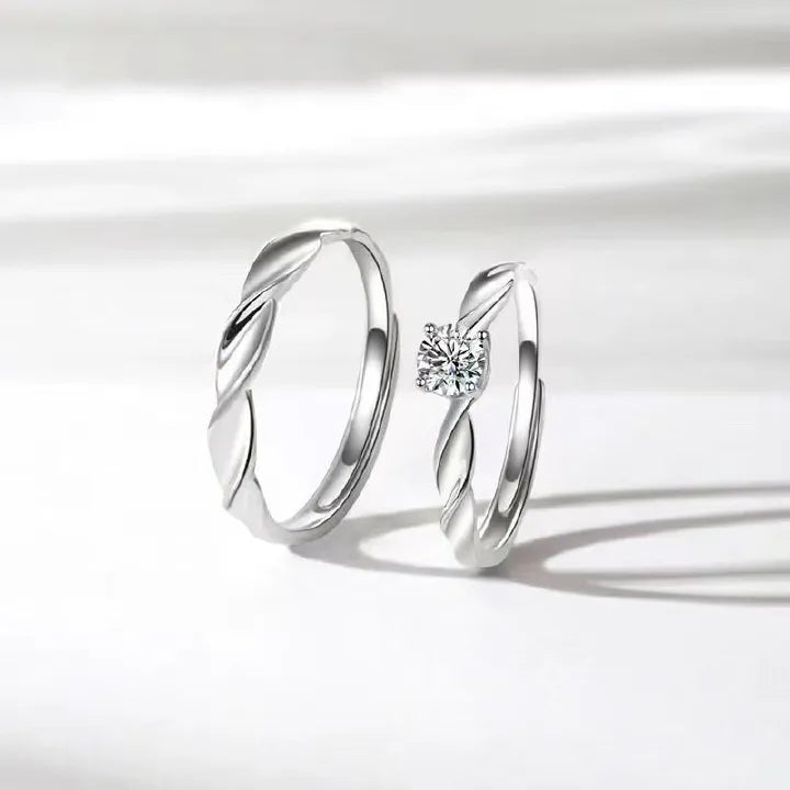 UPHUI Couple Watches + Couple Rings Set (4pcs) – Silver