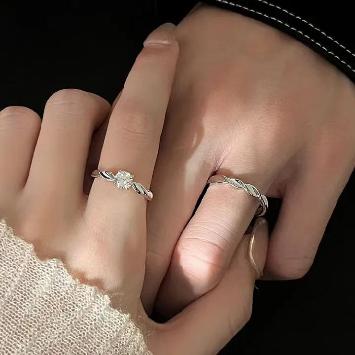 UPHUI Couple Watches + Couple Rings Set (4pcs) – Silver