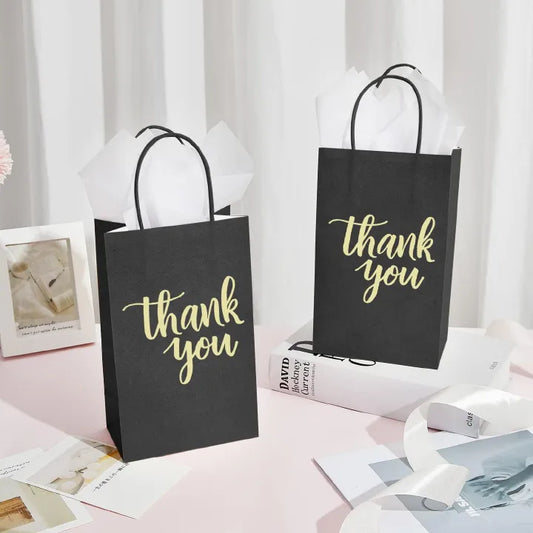 Glitter Heart Gift Bags – Paper Shopping Bags with Handles (Set)