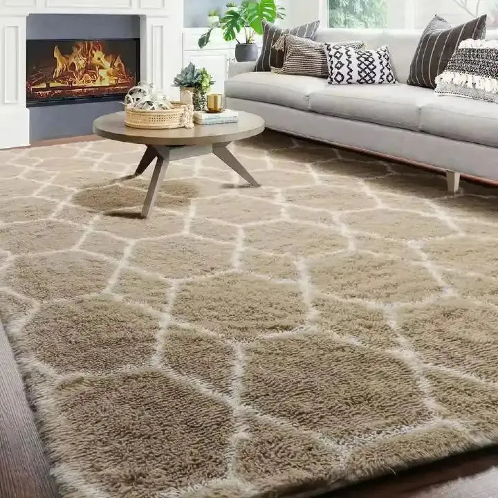 Pattern & Patches Fluffy Rug – 5x8 Plush Floor Carpet