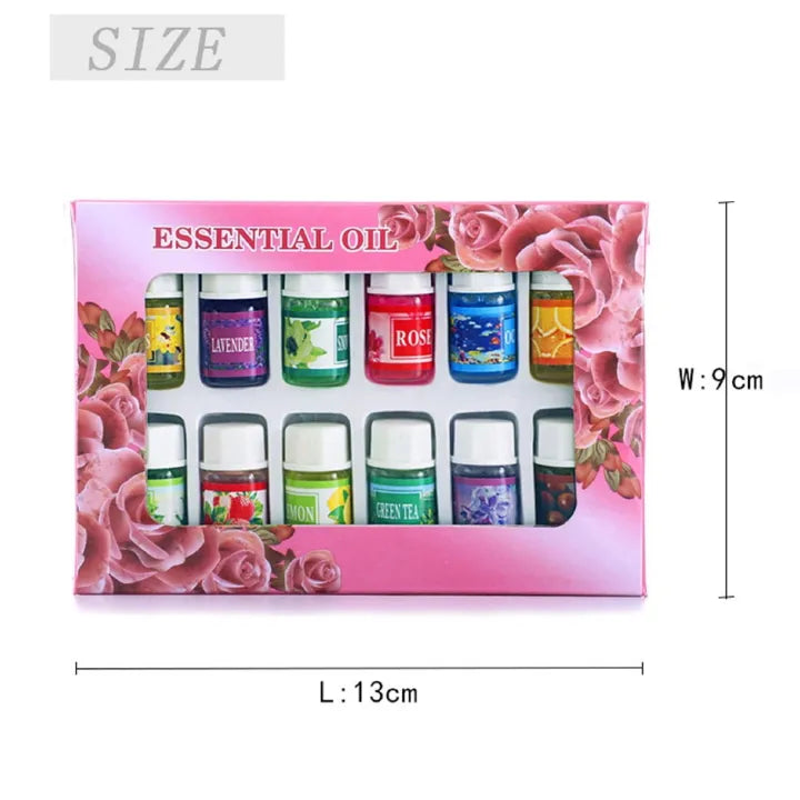 12PCS Essential Oil Set – Diffuser & Humidifier Aromatherapy Scents