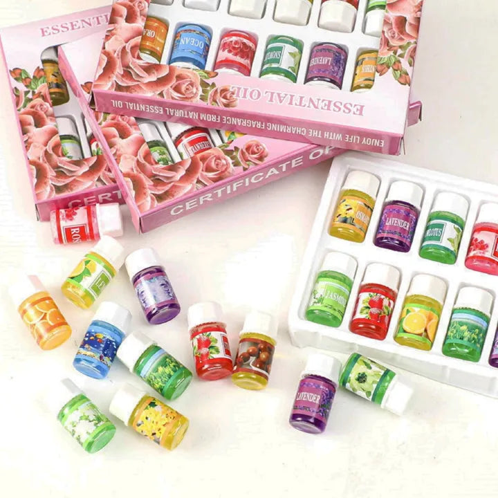 12PCS Essential Oil Set – Diffuser & Humidifier Aromatherapy Scents